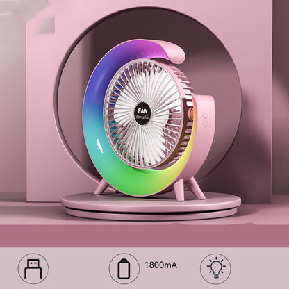 Bright Night Light Charging Fan Desktop Silent Mini Portable Fan USB