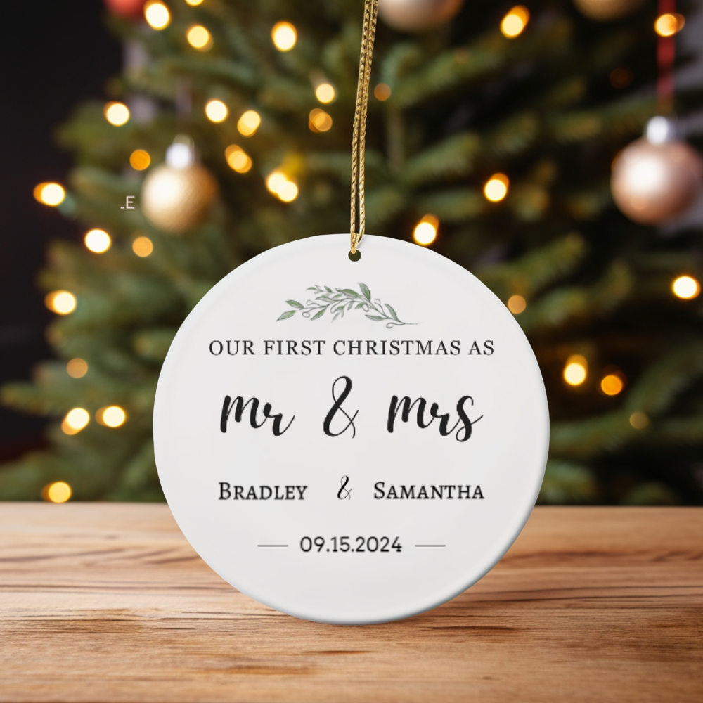 Mr and Mrs First Christmas Ornament