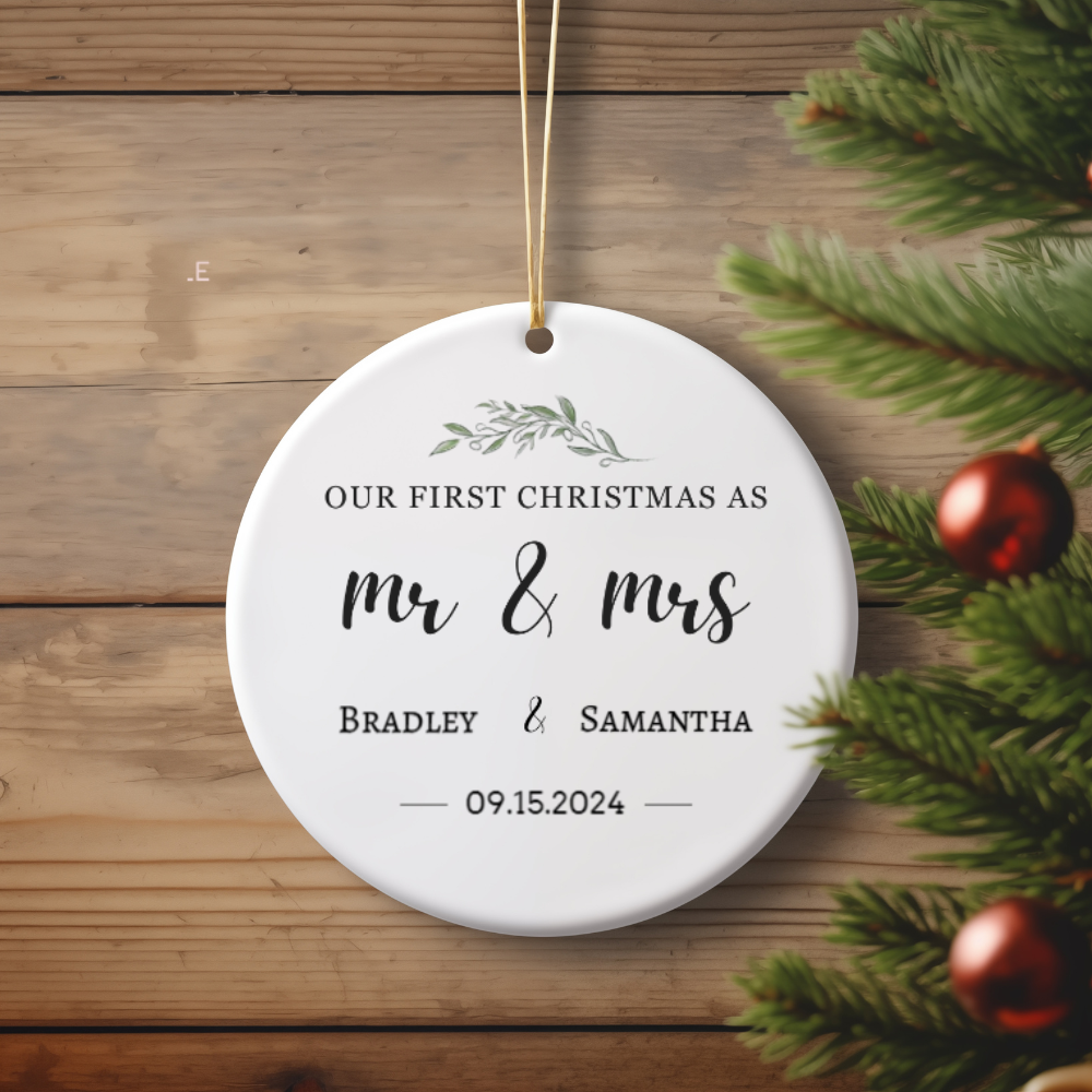 Mr and Mrs First Christmas Ornament