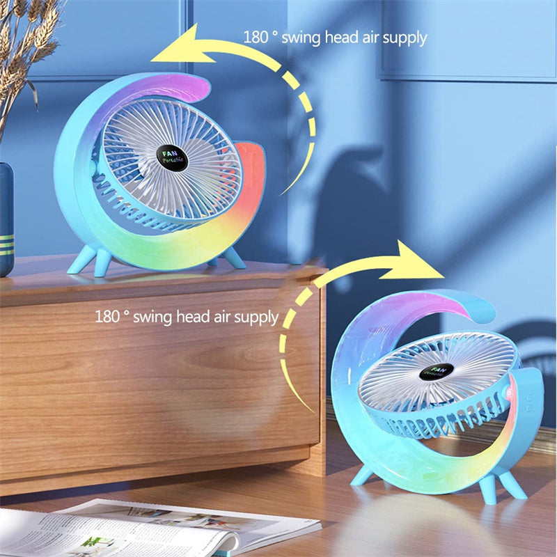 Bright Night Light Charging Fan Desktop Silent Mini Portable Fan USB