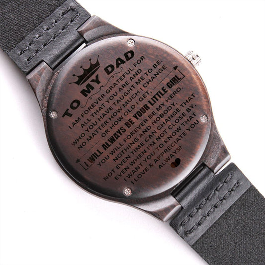 To My Dad From Daughter- Engraved Wooden Watch