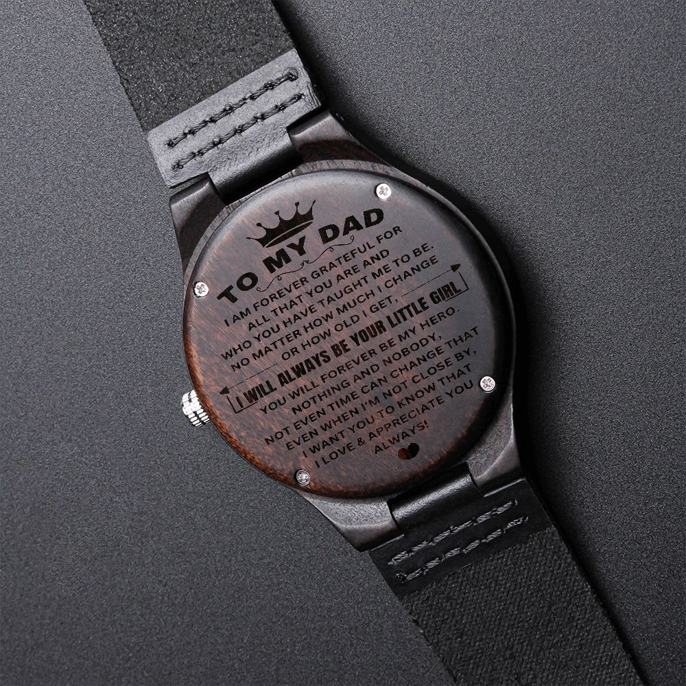 To My Dad From Daughter- Engraved Wooden Watch