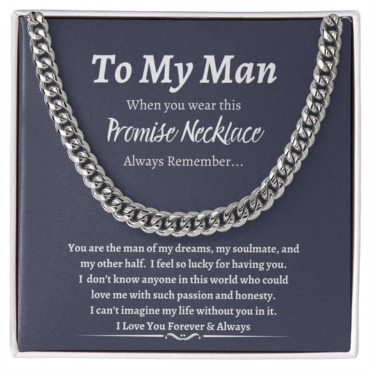 To My Man Cuban Link Chain Promise Necklace