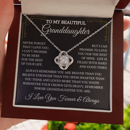 To My Beautiful Granddaughter | You are Brave | Love Knot Necklace | From Grandparents