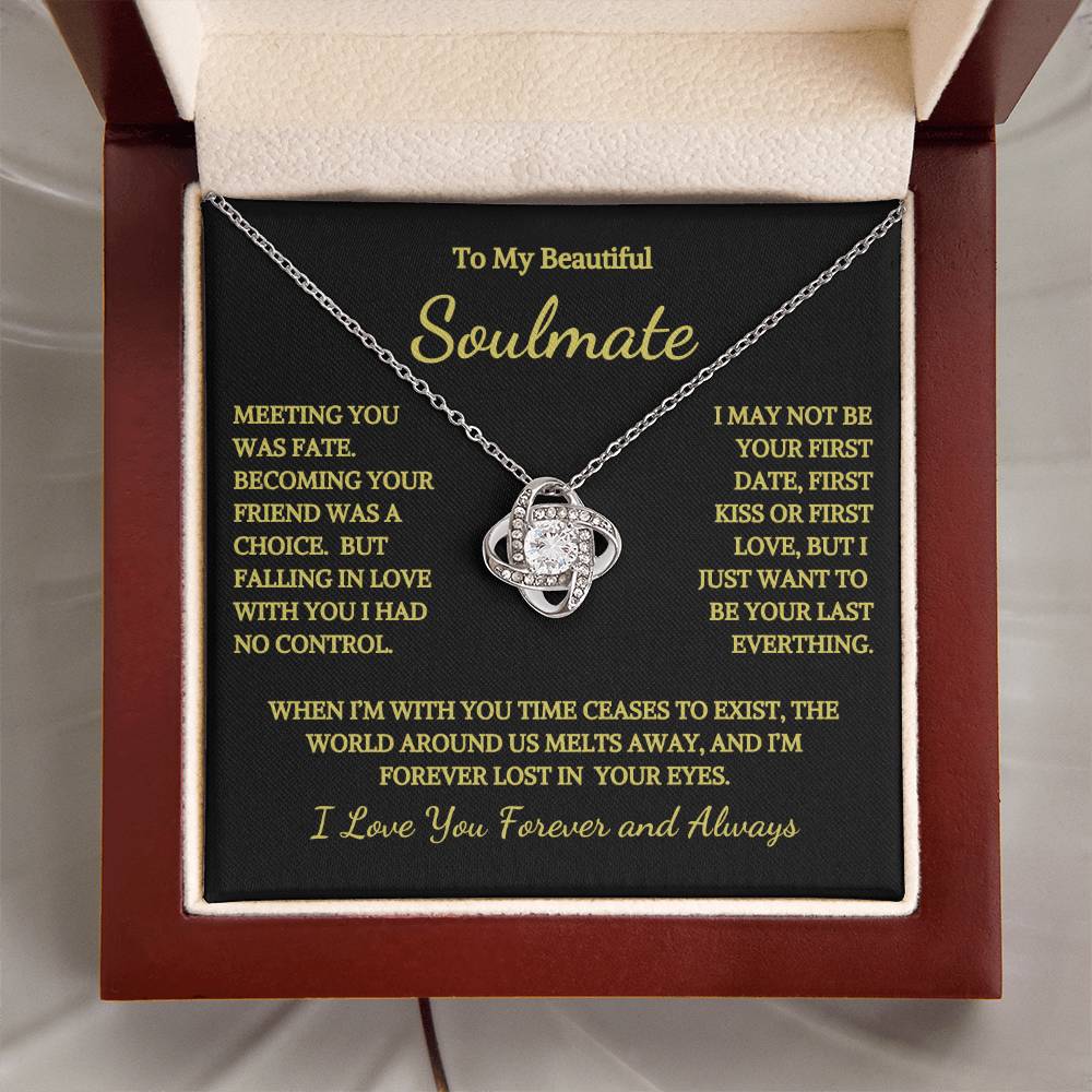 To My Soulmate Time Ceases To Exist Love Knot Necklace