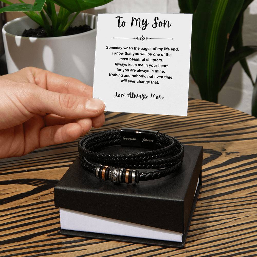 Mother and Son Love You Forever Braided Bracelet