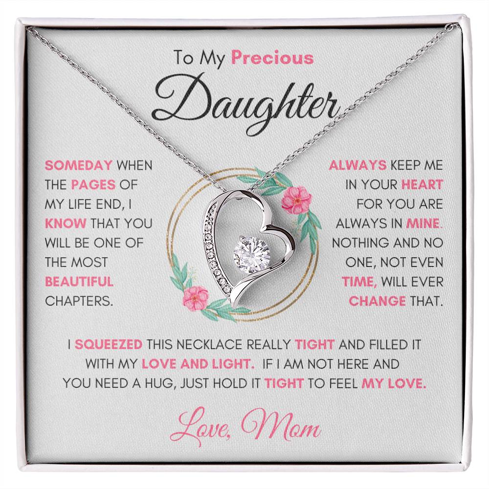 To My Precious Daughter " Someday When The Pages" Love Mom Necklace