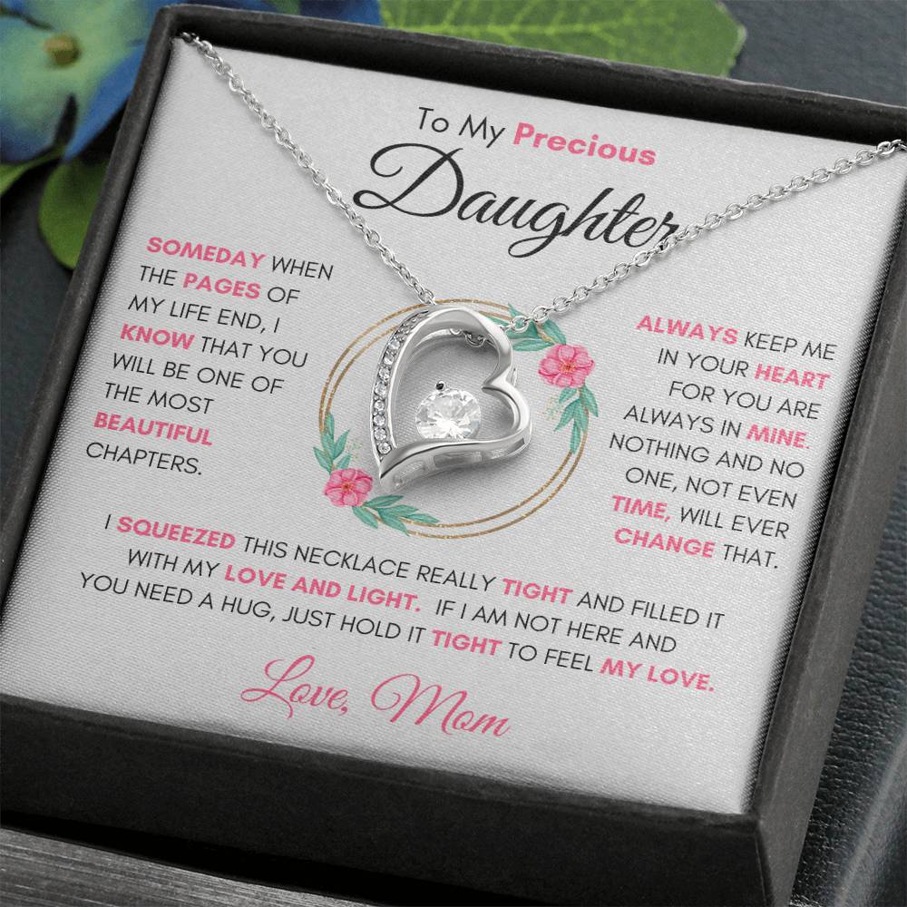 To My Precious Daughter " Someday When The Pages" Love Mom Necklace