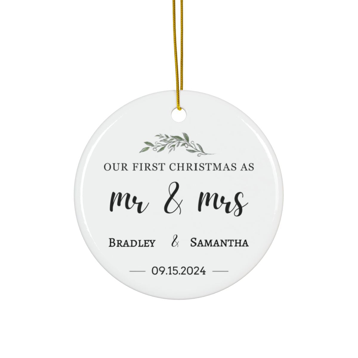 Mr and Mrs First Christmas Ornament