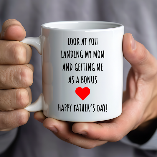 Father's Day Bonus Heart 11 oz Mug