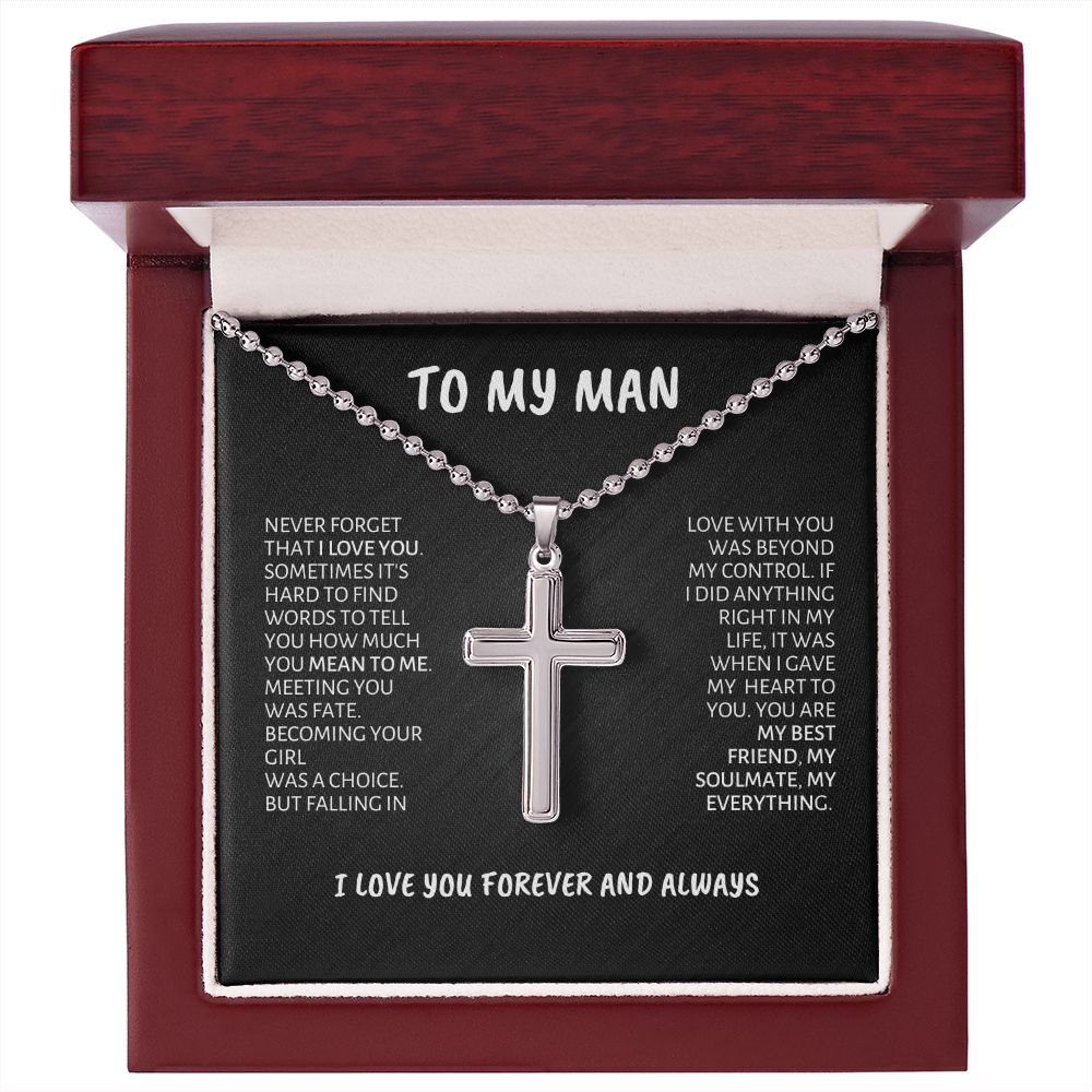 To My Man Stainless Steel Ball Chain Necklace Black