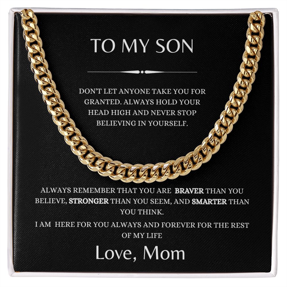 To My Son Cuban Link Chain Motivation from Mom