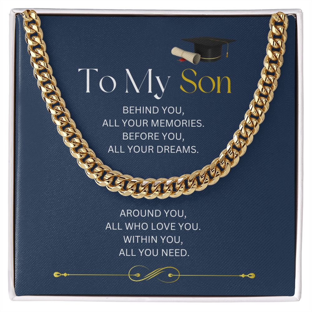 To My Son Cuban Link Chain For Graduation