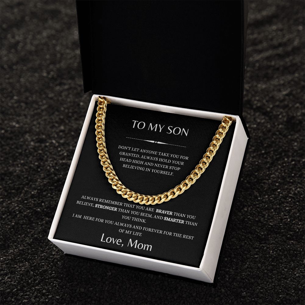 To My Son Cuban Link Chain Motivation from Mom