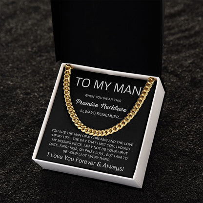 To My Man Cuban Link Chain Promise Necklace Black