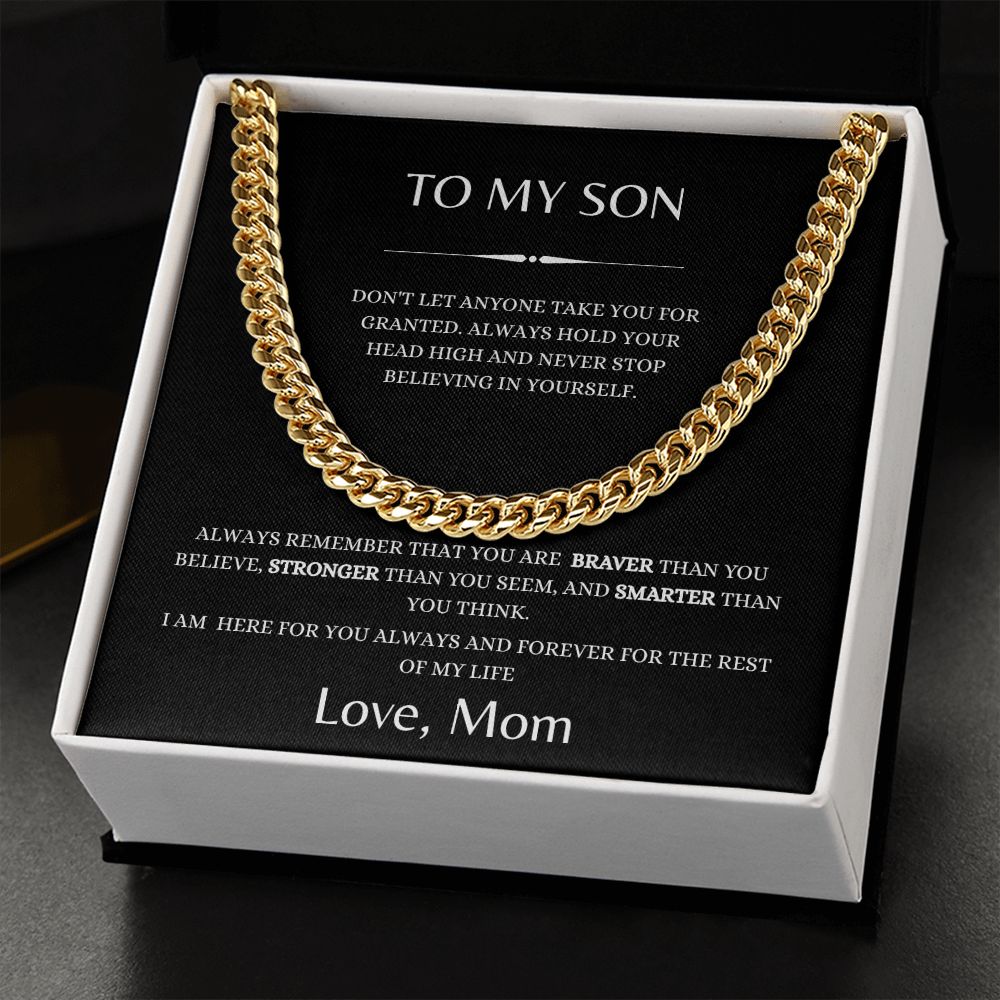 To My Son Cuban Link Chain Motivation from Mom