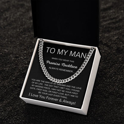 To My Man Cuban Link Chain Promise Necklace Black