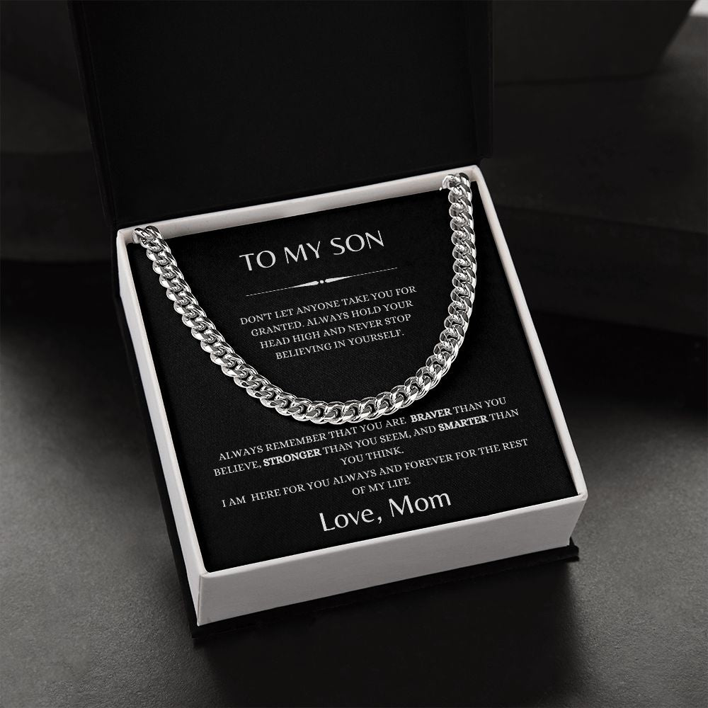 To My Son Cuban Link Chain Motivation from Mom