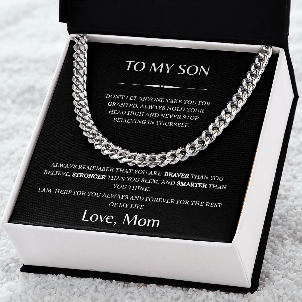 To My Son Cuban Link Chain Motivation from Mom