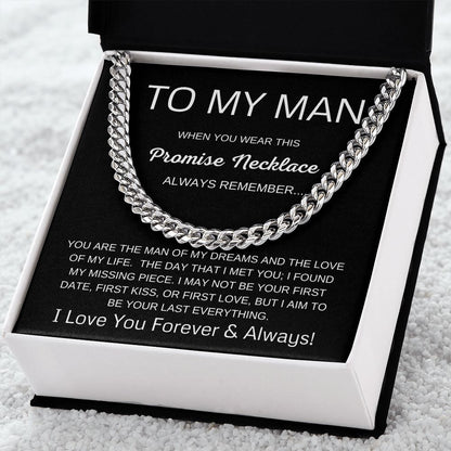 To My Man Cuban Link Chain Promise Necklace Black