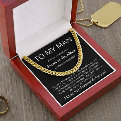 To My Man Cuban Link Chain Promise Necklace Black