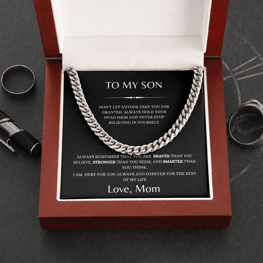 To My Son Cuban Link Chain Motivation from Mom