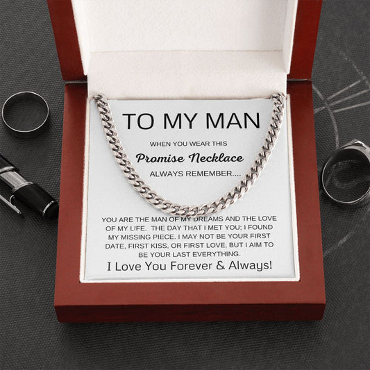 To My Man Cuban Link Chain Promise Necklace White