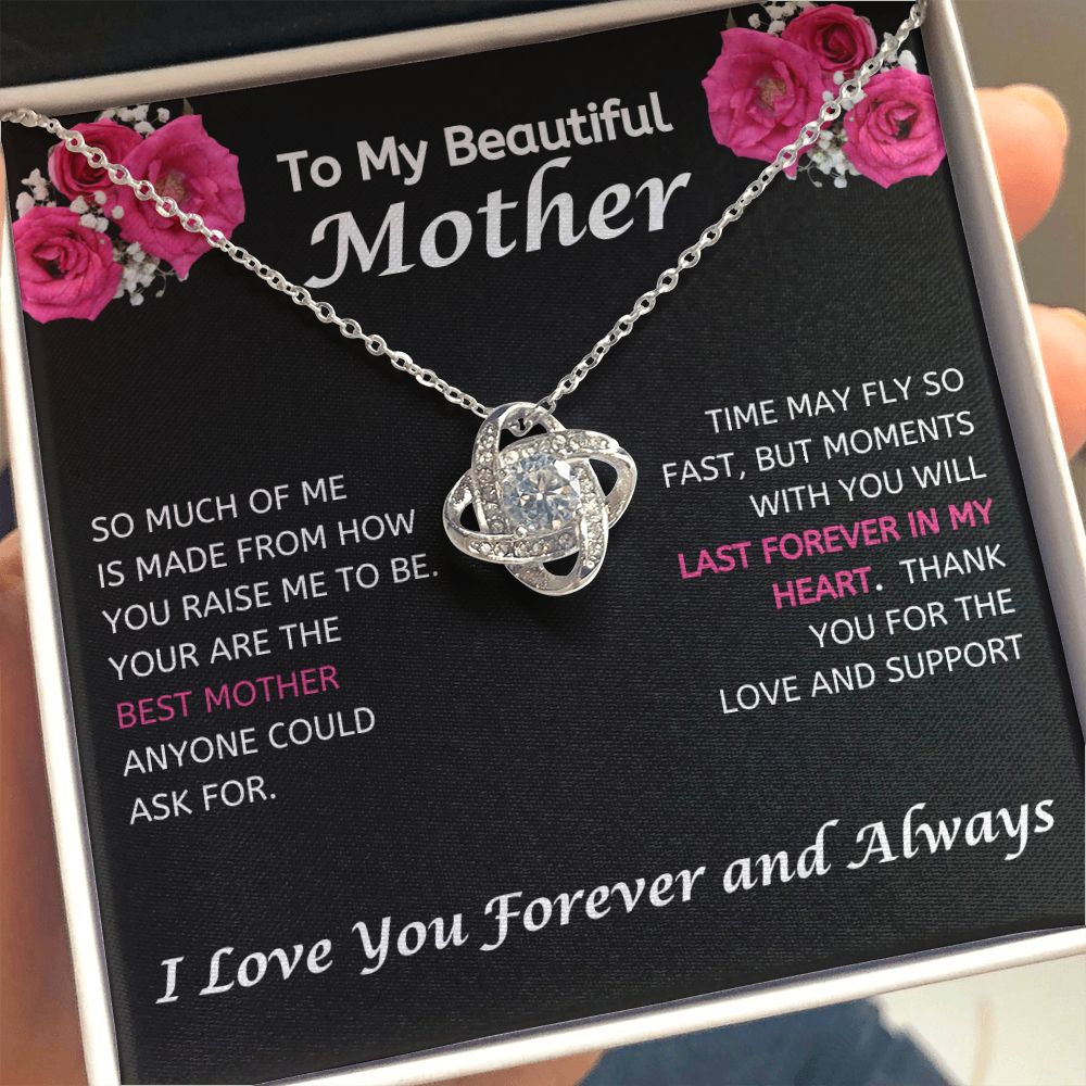 To My Beautiful Mother Love Knot Necklace Best Mother