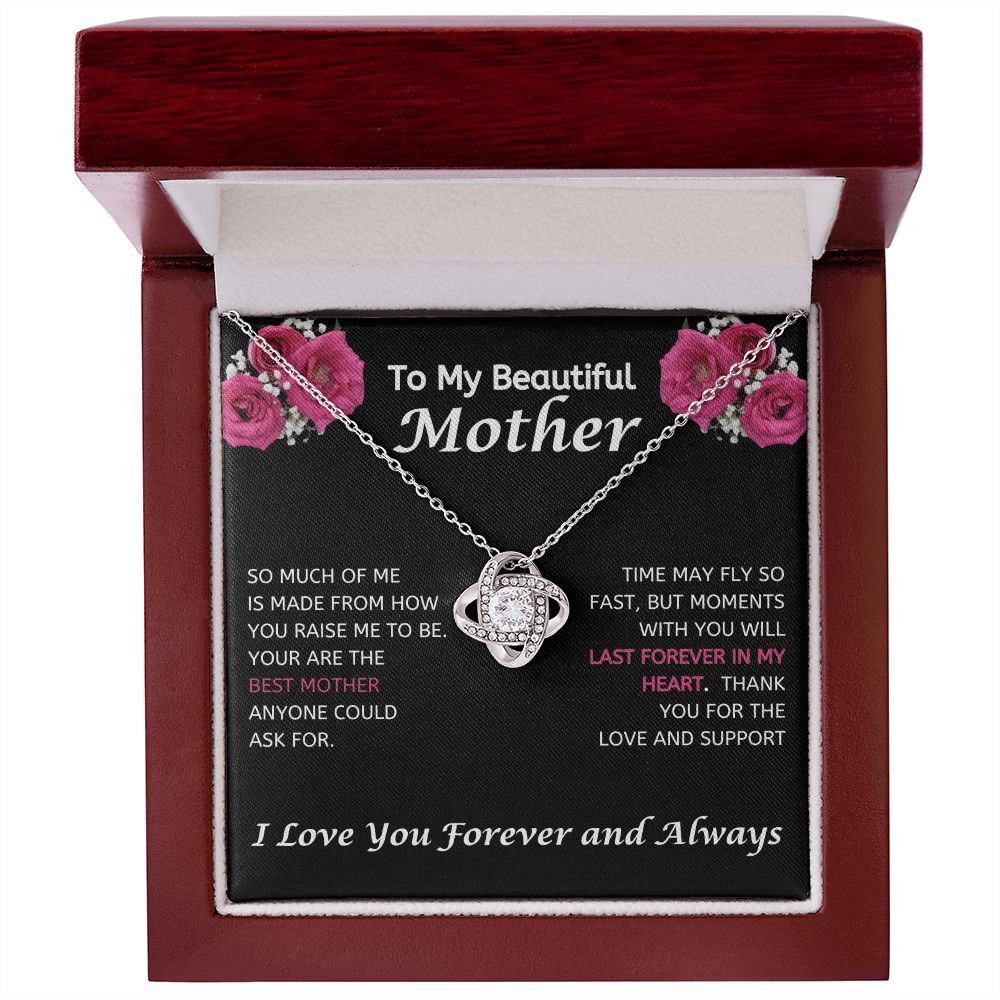 To My Beautiful Mother Love Knot Necklace Best Mother