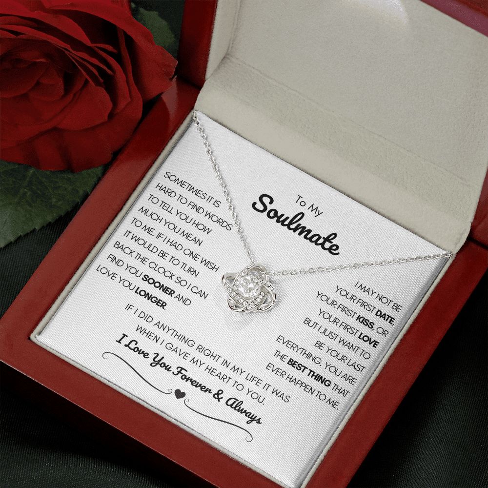 To My Soulmate Love Knot Necklace White