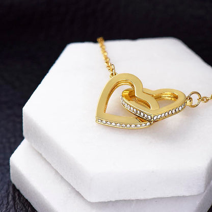 To My Mom Interlocking Heart Necklace From Son
