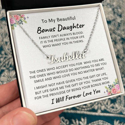 To My Beautiful Bonus Daughter Custom Necklace