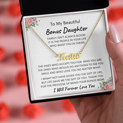 To My Beautiful Bonus Daughter Custom Necklace