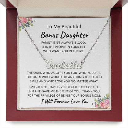 To My Beautiful Bonus Daughter Custom Necklace