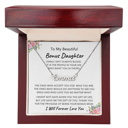 To My Beautiful Bonus Daughter Custom Necklace