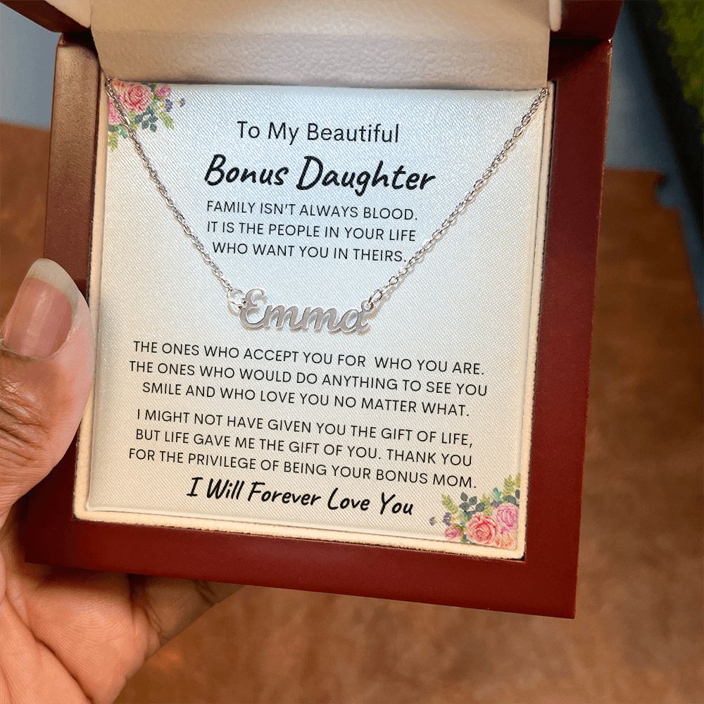 To My Beautiful Bonus Daughter Custom Necklace