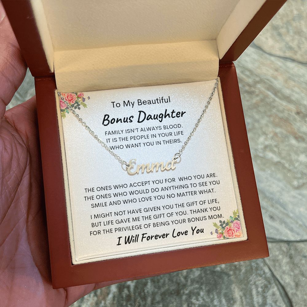 To My Beautiful Bonus Daughter Custom Necklace